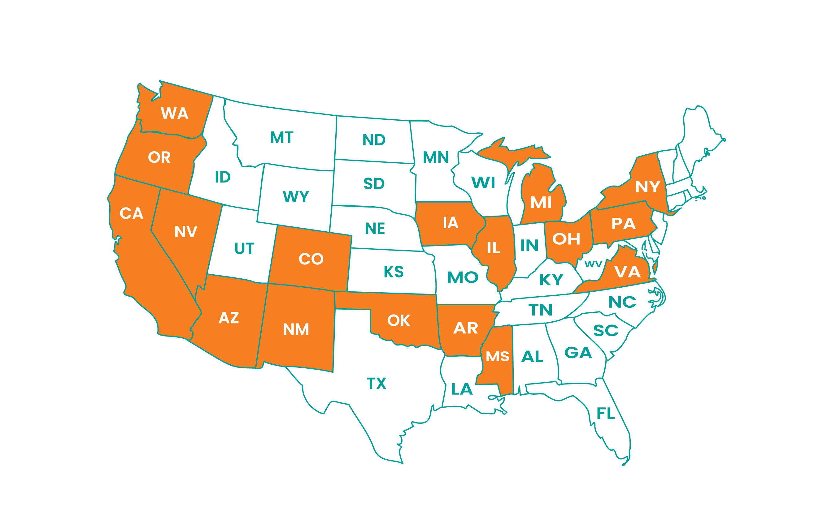 Map of states where OPTX has customers